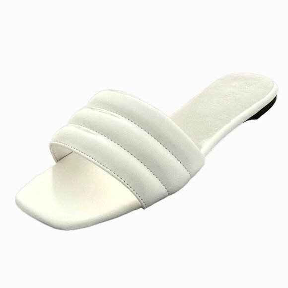 BAMBOO KICK Women's Cushion Band Slide Sandals Flats White Size 8 - Picture 1 of 9